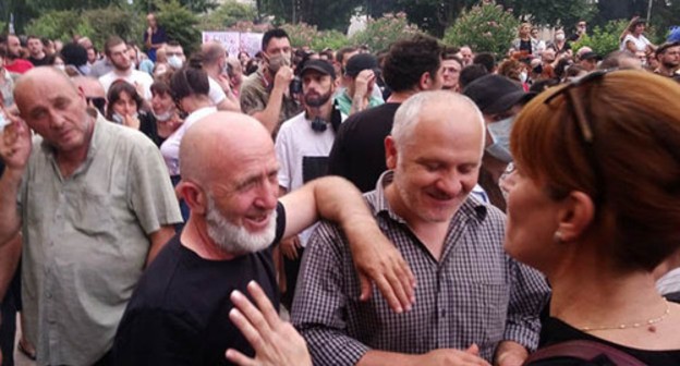 Participants of a rally in Tbilisi. July 12, 2021. Photo by Beslan Kmuzov for the "Caucasian Knot" Participants of a rally in Tbilisi. July 12, 2021. Photo by Beslan Kmuzov for the "Caucasian Knot"