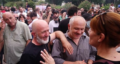Participants of a rally in Tbilisi. July 12, 2021. Photo by Beslan Kmuzov for the "Caucasian Knot" Participants of a rally in Tbilisi. July 12, 2021. Photo by Beslan Kmuzov for the "Caucasian Knot"
