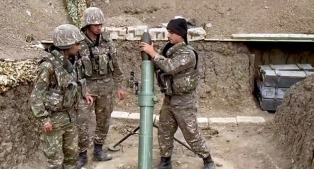 Armenian military servicemen, October 2020. Photo: http://www.facebook.com/ArtsakhInformation/videos/401158884385156/ Armenian military servicemen, October 2020. Photo: http://www.facebook.com/ArtsakhInformation/videos/401158884385156/