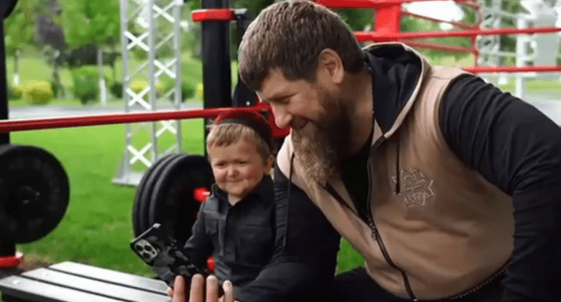 Ramzan Kadyrov and the blogger Khasbik (on the left). Screenshot of the video by lezgin axi https://www.youtube.com/watch?v=lil6erfETD8 Ramzan Kadyrov and the blogger Khasbik (on the left). Screenshot of the video by lezgin axi https://www.youtube.com/watch?v=lil6erfETD8