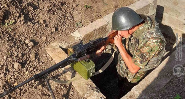 An Armenian serviceman in the conflict zone. Photo: official website of the Ministry of Defence of Armenia, http://mil.am An Armenian serviceman in the conflict zone. Photo: official website of the Ministry of Defence of Armenia, http://mil.am