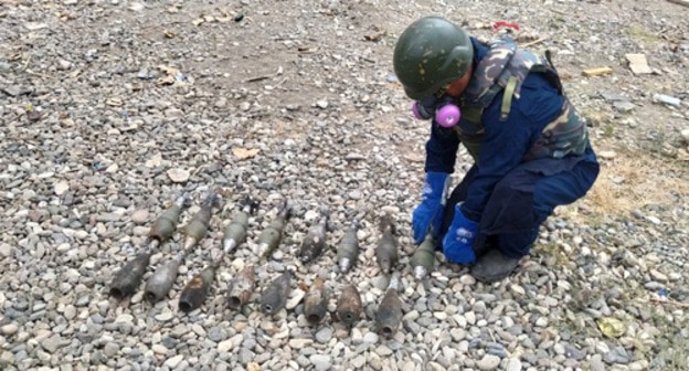 An employee of the Azerbaijani Demining Agency. Photo by the press service of the Azerbaijani Demining Agency (known as ANAMA) https://www.facebook.com/official.anama.gov.az/ An employee of the Azerbaijani Demining Agency. Photo by the press service of the Azerbaijani Demining Agency (known as ANAMA) https://www.facebook.com/official.anama.gov.az/
