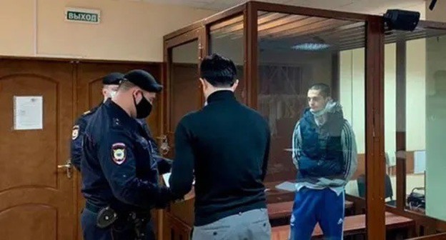 Said-Mukhammad Djumaev in a courtroom, January 2021. Photo: press service of the Presnya District Court of Moscow Said-Mukhammad Djumaev in a courtroom, January 2021. Photo: press service of the Presnya District Court of Moscow