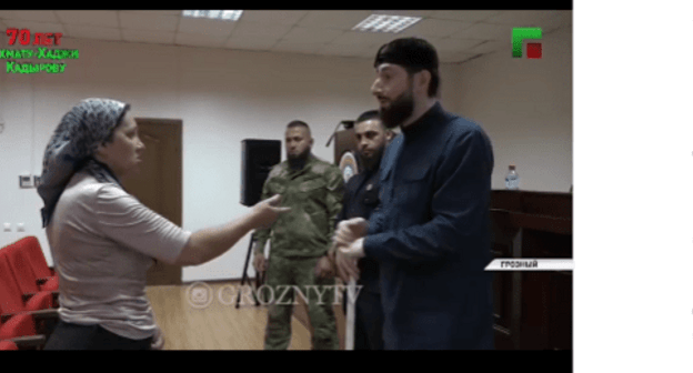 Adam Elzhurkaev is publicly scolding a detainee for witchcraft. Screenshot of the report by the "Grozny" TV Channel published on Instagram https://www.instagram.com/p/CS2Pl5ijy6x/ Adam Elzhurkaev is publicly scolding a detainee for witchcraft. Screenshot of the report by the "Grozny" TV Channel published on Instagram https://www.instagram.com/p/CS2Pl5ijy6x/