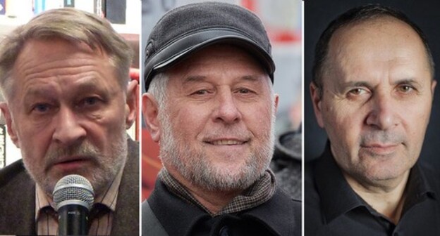 Dmitry Oreshkin, Ruslan Kutaev, Oyub Titiev. Photo: Ivan Abaturov, http://ru.wikipedia.org/wiki/Орешкин_Дмитрий_Борисович; http://www.facebook.com/ruslan.kutaev.1; HRC 'Memorial'. Collage made by the Caucasian Knot Dmitry Oreshkin, Ruslan Kutaev, Oyub Titiev. Photo: Ivan Abaturov, http://ru.wikipedia.org/wiki/Орешкин_Дмитрий_Борисович; http://www.facebook.com/ruslan.kutaev.1; HRC 'Memorial'. Collage made by the Caucasian Knot
