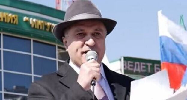 Akhmed Pogorov at the rally in Magas on March 26, 2019. Screenshot of the video by Fortanga.org Akhmed Pogorov at the rally in Magas on March 26, 2019. Screenshot of the video by Fortanga.org