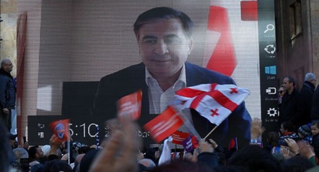 Former Georgian President Mikhail Saakashvili appeals to his supporters during presidential elections in Georgia, Tbilisi, December 2, 2021. Photo: REUTERS/David Mdzinarishvili Former Georgian President Mikhail Saakashvili appeals to his supporters during presidential elections in Georgia, Tbilisi, December 2, 2021. Photo: REUTERS/David Mdzinarishvili