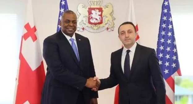 Lloyd Austin, Irakli Garibashvili. Photo: press service of the Government of Georgia, http://gov.ge/index.php?lang_id=ENG&sec_id=557&info_id=80592" Lloyd Austin, Irakli Garibashvili. Photo: press service of the Government of Georgia, http://gov.ge/index.php?lang_id=ENG&sec_id=557&info_id=80592"