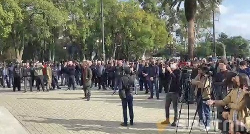 A protest action in Sukhumi. November 4, 2021. Screenshot of the video t.me/SputnikAbkhazia A protest action in Sukhumi. November 4, 2021. Screenshot of the video t.me/SputnikAbkhazia