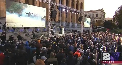 Rally in Tbilisi, November 7, 2021. Screenshot: https://rustavi2.ge/ka/news/214169 Rally in Tbilisi, November 7, 2021. Screenshot: https://rustavi2.ge/ka/news/214169