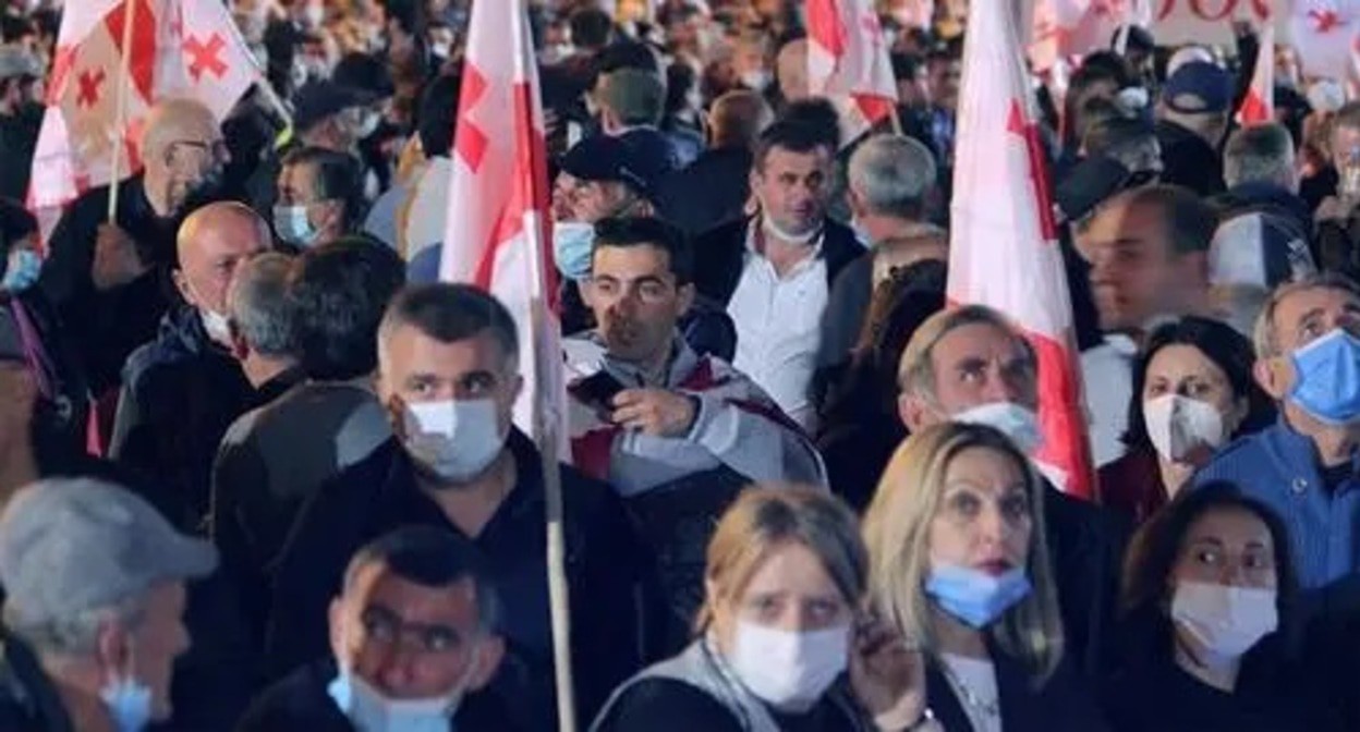 Supporters of Mikhail Saakashvili hold a rally in Tbilisi, October 14, 2021. Photo by Inna Kukudzhanova for the Caucasian Knot Supporters of Mikhail Saakashvili hold a rally in Tbilisi, October 14, 2021. Photo by Inna Kukudzhanova for the Caucasian Knot