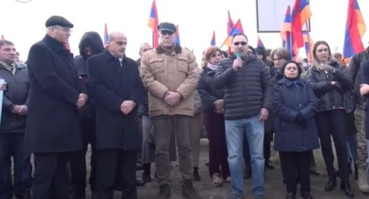 Participants of a protest action in Yerevan. Screenshot of the video https://www.youtube.com/watch?v=cXy-9veJhnI&t=3460s Participants of a protest action in Yerevan. Screenshot of the video https://www.youtube.com/watch?v=cXy-9veJhnI&t=3460s