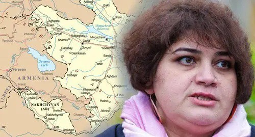 Khadija Ismayilova, map of Azerbaijan. Photo by Aziz Karimov, map from the UN website: https://www.un.org/Depts/Cartographic/map/profile/azerbaij.pdf. Collage made by the Caucasian Knot Khadija Ismayilova, map of Azerbaijan. Photo by Aziz Karimov, map from the UN website: https://www.un.org/Depts/Cartographic/map/profile/azerbaij.pdf. Collage made by the Caucasian Knot
