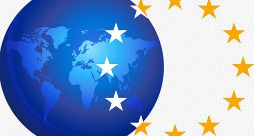 Logo of the EU diplomatic mission. Photo: File:EU diplomatic missions.svg: Ssolbergj https://ru.wikipedia.org/ Logo of the EU diplomatic mission. Photo: File:EU diplomatic missions.svg: Ssolbergj https://ru.wikipedia.org/