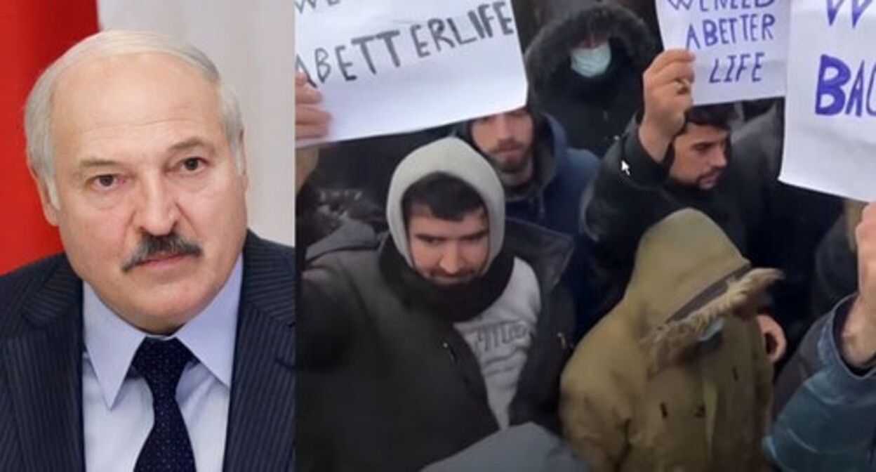 Alexander Lukashenko and refugees. Photo: belta.by https://ru.wikipedia.org/ screenshot of the video https://www.youtube.com/watch?v=JCZQLHMwWKg Alexander Lukashenko and refugees. Photo: belta.by https://ru.wikipedia.org/ screenshot of the video https://www.youtube.com/watch?v=JCZQLHMwWKg