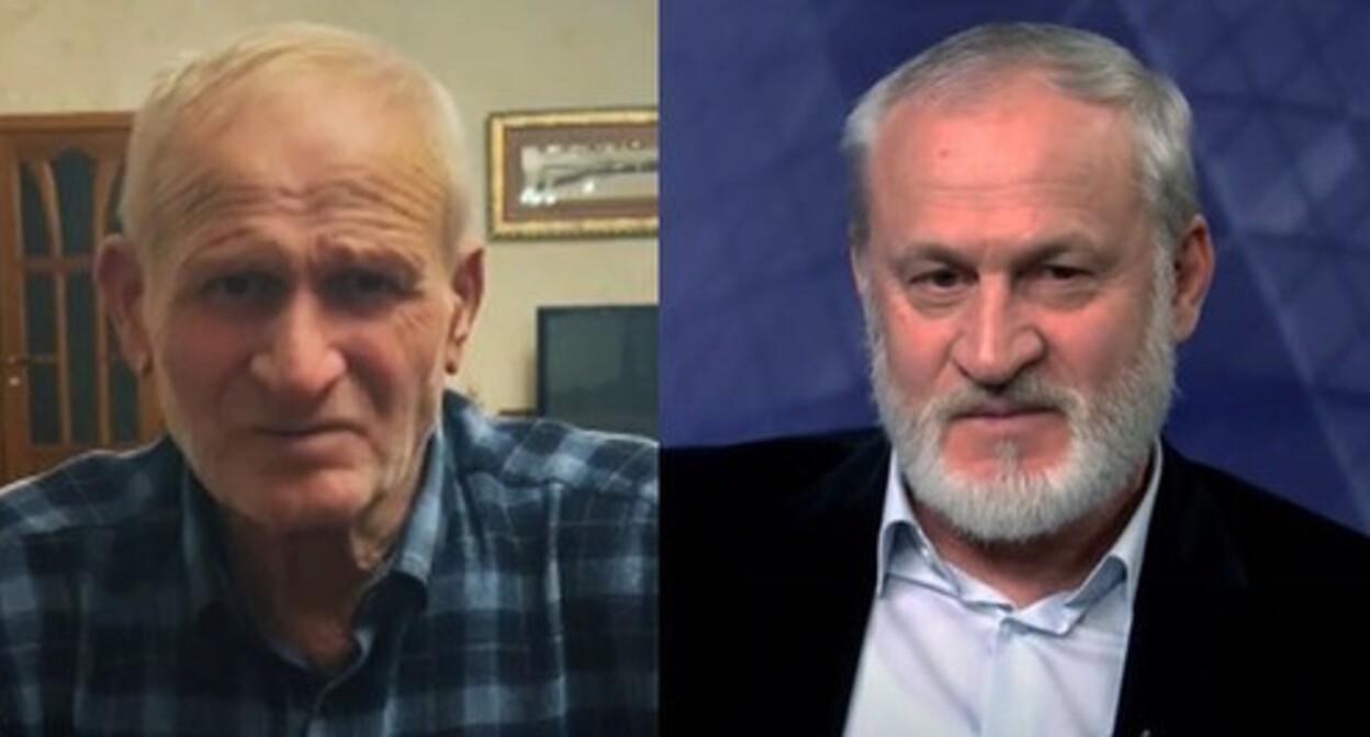 Ali Zakaev (on the left) and Akhmed Zakaev. Collage by the "Caucasian Knot". Screenshots of the videos https://www.youtube.com/watch?v=qNbQTEQ4mqs https://www.instagram.com/p/CW7rZIxvJOR/ Ali Zakaev (on the left) and Akhmed Zakaev. Collage by the "Caucasian Knot". Screenshots of the videos https://www.youtube.com/watch?v=qNbQTEQ4mqs https://www.instagram.com/p/CW7rZIxvJOR/