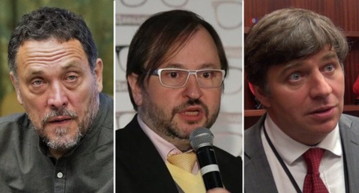 Maxim Shevchenko, Mikhail Vinogradov, Denis Sokolov. Photos: Council.gov.ru; personal page of Mikhail Vinogradov on Facebook; screenshot of the video https://www.youtube.com/watch?v=K9gA0MQ6OD8 Maxim Shevchenko, Mikhail Vinogradov, Denis Sokolov. Photos: Council.gov.ru; personal page of Mikhail Vinogradov on Facebook; screenshot of the video https://www.youtube.com/watch?v=K9gA0MQ6OD8