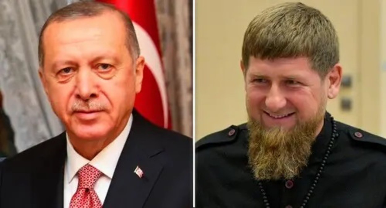 Recep Tayyip Erdogan and Ramzan Kadyrov. Photo: press service of the President of Ukraine, president.gov.ua, press service of the Kremlin, Kremlin.ru. Collage made by the Caucasian Knot Recep Tayyip Erdogan and Ramzan Kadyrov. Photo: press service of the President of Ukraine, president.gov.ua, press service of the Kremlin, Kremlin.ru. Collage made by the Caucasian Knot