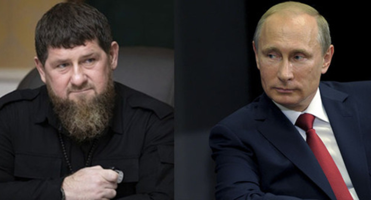 Ramzan Kadyrov (left) and Vladimir Putin. Collage prepared by the Caucasian Knot. Photo: kremlin.ru, Grozny-Inform Ramzan Kadyrov (left) and Vladimir Putin. Collage prepared by the Caucasian Knot. Photo: kremlin.ru, Grozny-Inform