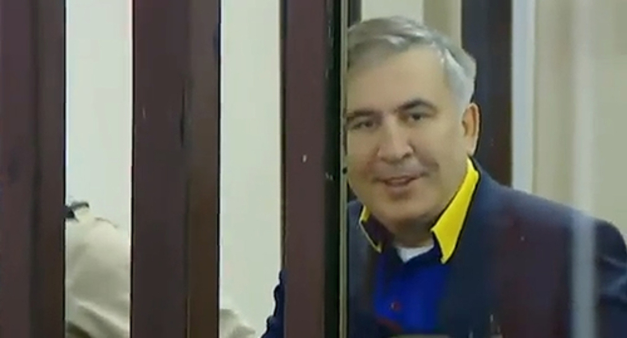 Mikhail Saakashvili in the court, February 4, 2019. Screenshot of live video coverage at Saakashvili's Facebook: https://www.facebook.com/SaakashviliMikheil/videos/814514236613998 Mikhail Saakashvili in the court, February 4, 2019. Screenshot of live video coverage at Saakashvili's Facebook: https://www.facebook.com/SaakashviliMikheil/videos/814514236613998