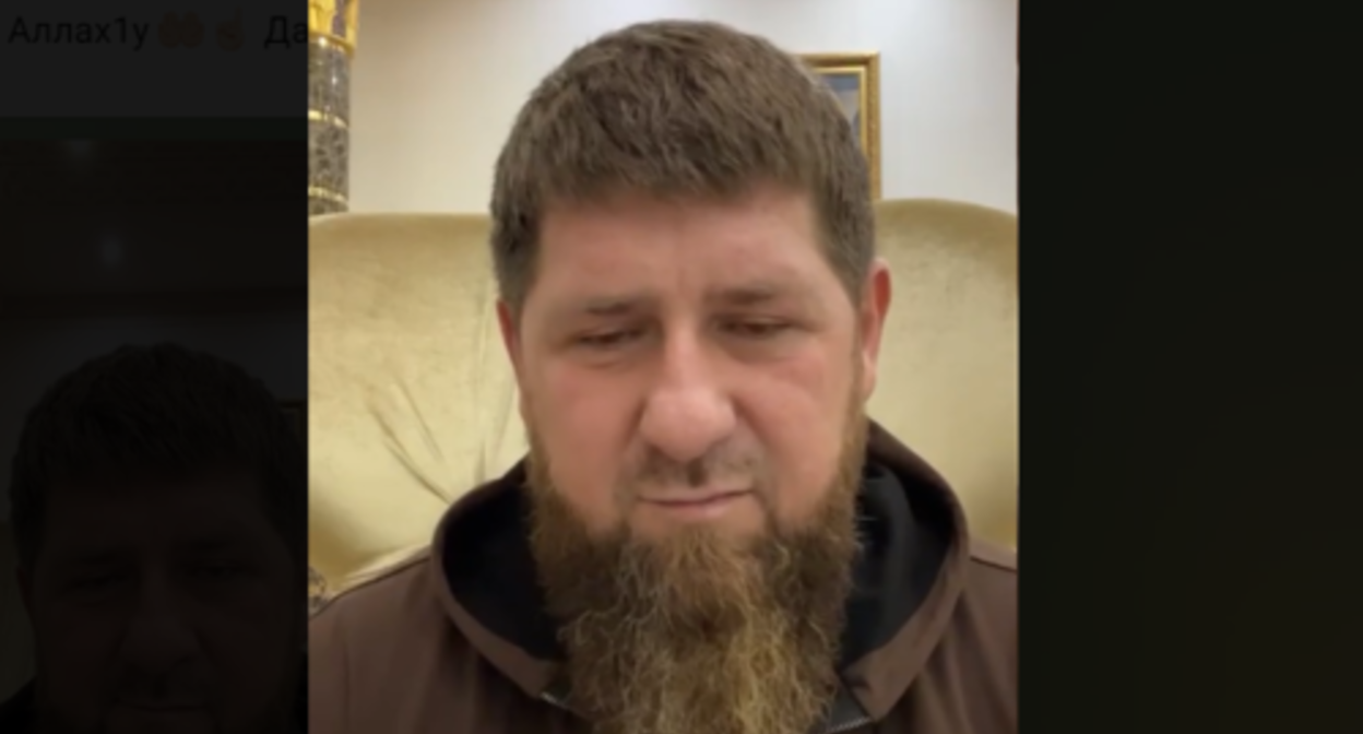 Screenshot of the video on Ramzan Kadyrov's Telegram channel on February 26, 2022, https://web.telegram.org/z/#-11411719420220 Screenshot of the video on Ramzan Kadyrov's Telegram channel on February 26, 2022, https://web.telegram.org/z/#-11411719420220