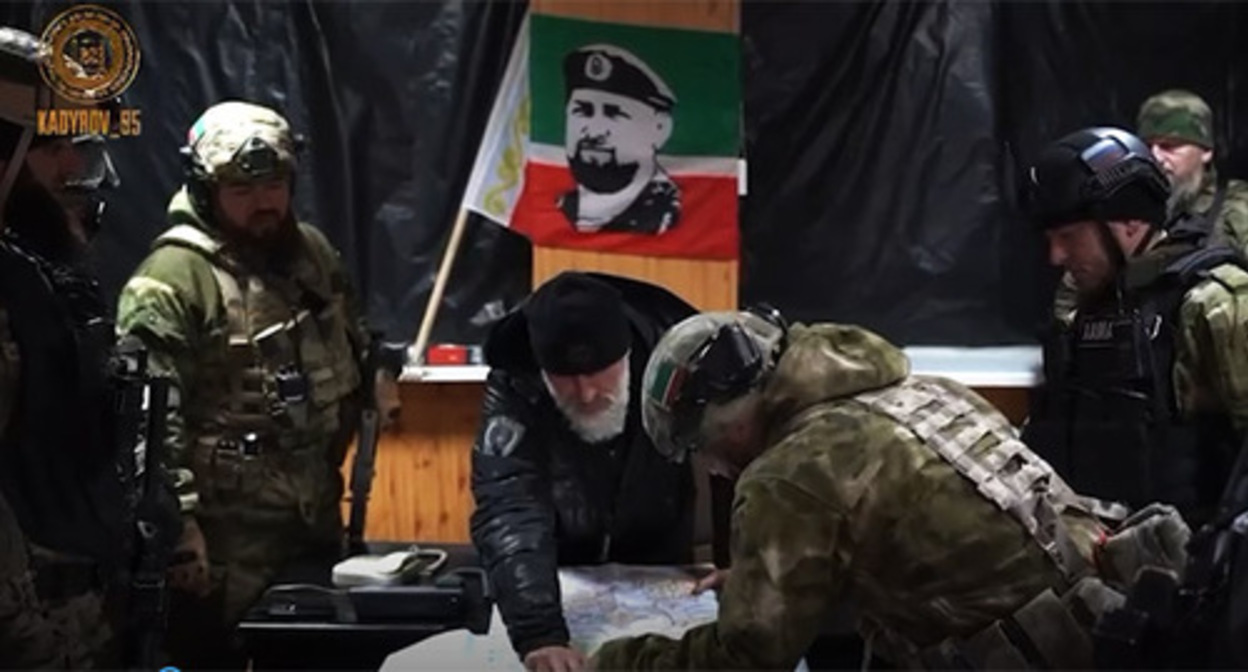 Adam Delimkhanov (left). Image made from video posted on Ramzan Kadyrov's channel https://t.me/ramzan_kadyrovv_95/270 Adam Delimkhanov (left). Image made from video posted on Ramzan Kadyrov's channel https://t.me/ramzan_kadyrovv_95/270