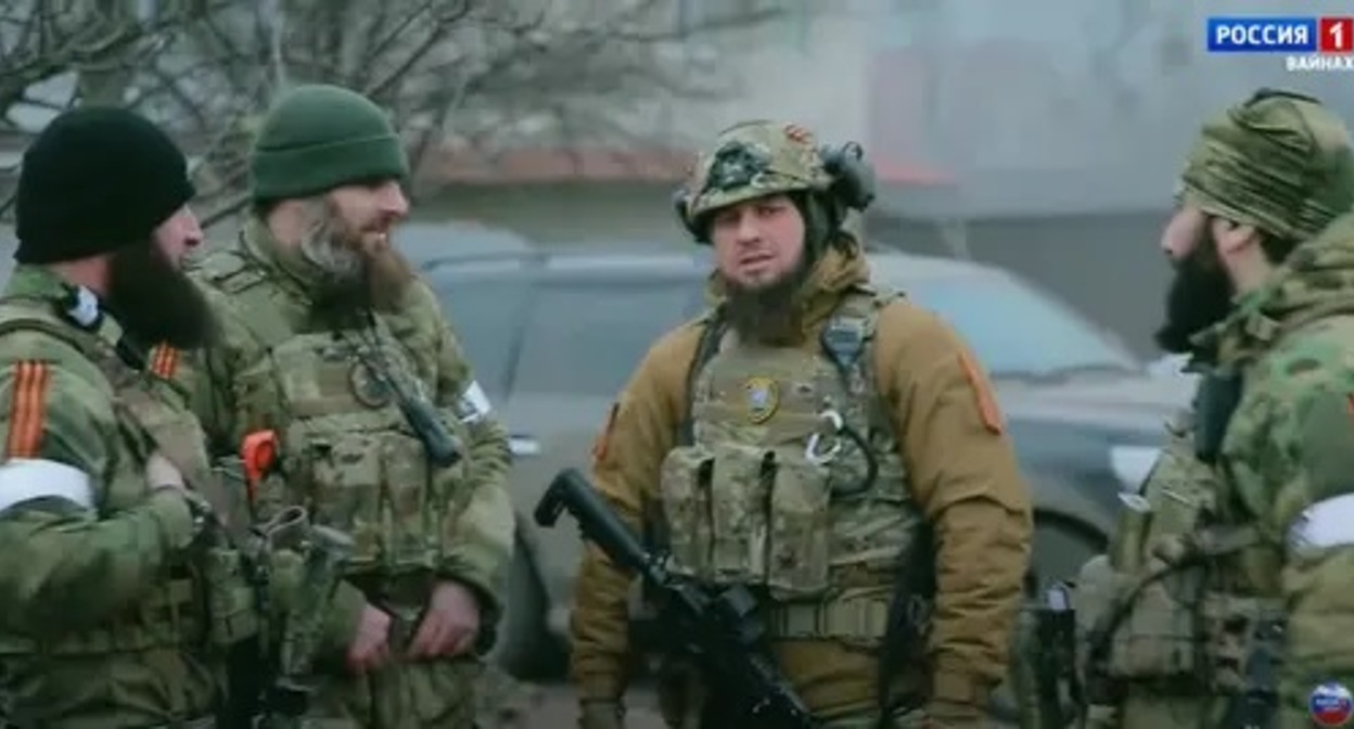 Chechen law enforcers in Ukraine. Image made from video posted by GTRK ‘Vainah’ channel at: https://www.youtube.com/watch?v=okewIraIshE Chechen law enforcers in Ukraine. Image made from video posted by GTRK ‘Vainah’ channel at: https://www.youtube.com/watch?v=okewIraIshE