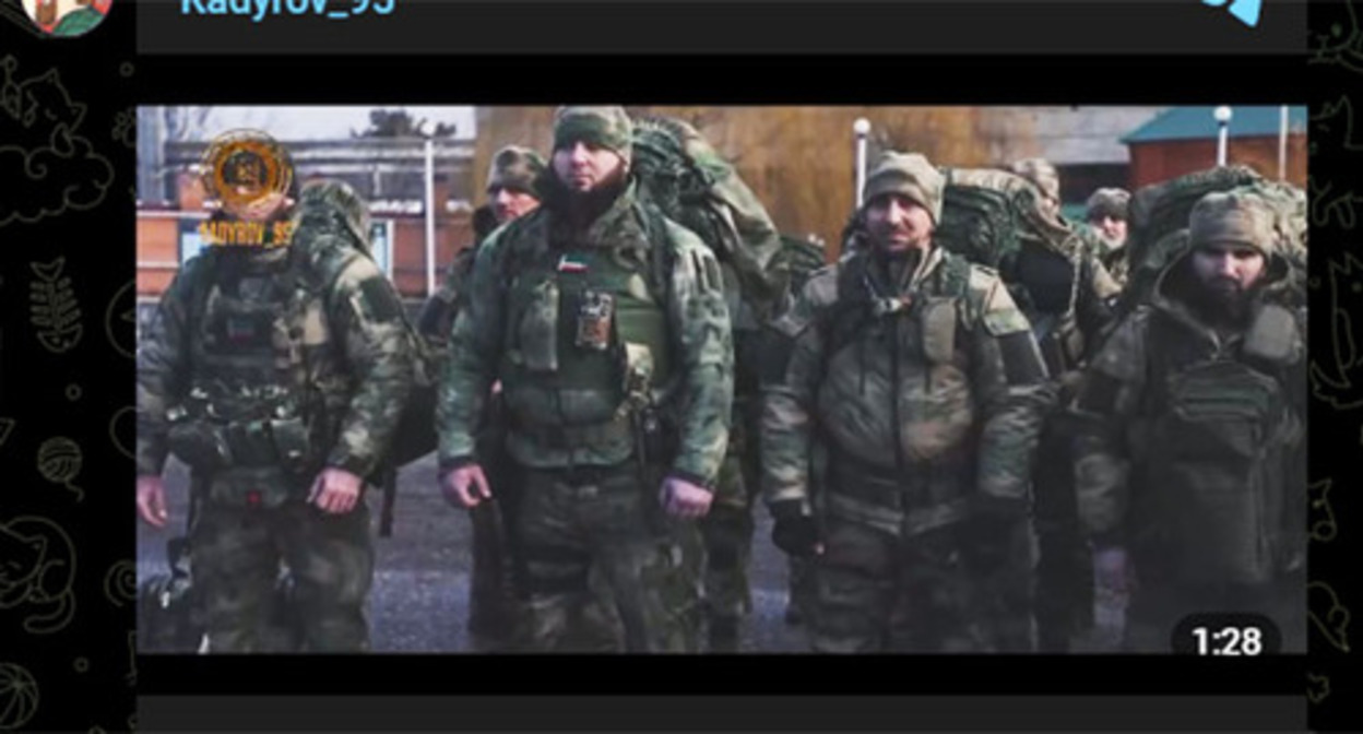 Volunteers from Chechnya had gone to participate in the special military operation in Ukraine. Screenshot of the video https://t.me/RKadyrov_95/1596 Volunteers from Chechnya had gone to participate in the special military operation in Ukraine. Screenshot of the video https://t.me/RKadyrov_95/1596