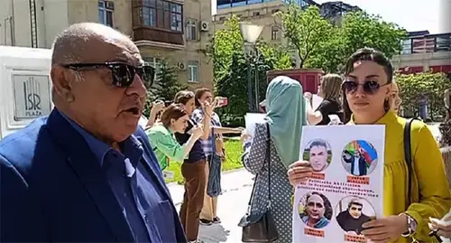 A protest action near the German Embassy in Baku. May 31, 2022. Photo: ToplumTV A protest action near the German Embassy in Baku. May 31, 2022. Photo: ToplumTV