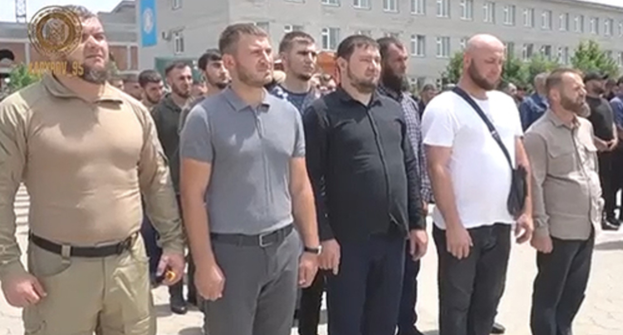 Fighters of the military battalion "West-Akhmat". Screenshot of the video on the page of Ramzan Kadyrov on the "VKontakte" https://vk.com/wall-209430239_7576 Fighters of the military battalion "West-Akhmat". Screenshot of the video on the page of Ramzan Kadyrov on the "VKontakte" https://vk.com/wall-209430239_7576