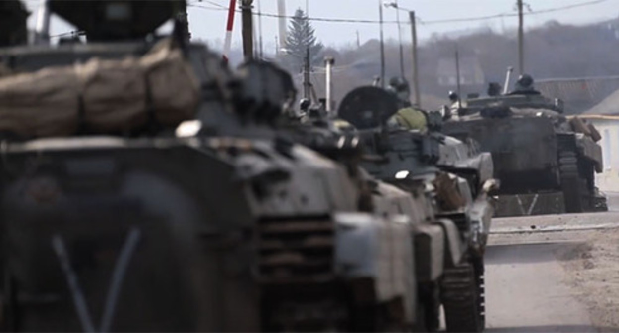 Russia's military vehicles in Ukraine. Screenshot of the video function.mil.ru Russia's military vehicles in Ukraine. Screenshot of the video function.mil.ru