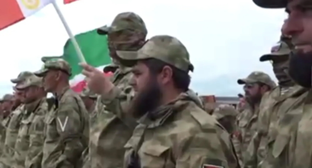 Volunteers preparing to go to Ukraine. Screenshot of the video posted on Ramzan Kadyrov’s Telegram Channel on June 25, 2022, https://t.me/RKadyrov_95/2413 Volunteers preparing to go to Ukraine. Screenshot of the video posted on Ramzan Kadyrov’s Telegram Channel on June 25, 2022, https://t.me/RKadyrov_95/2413