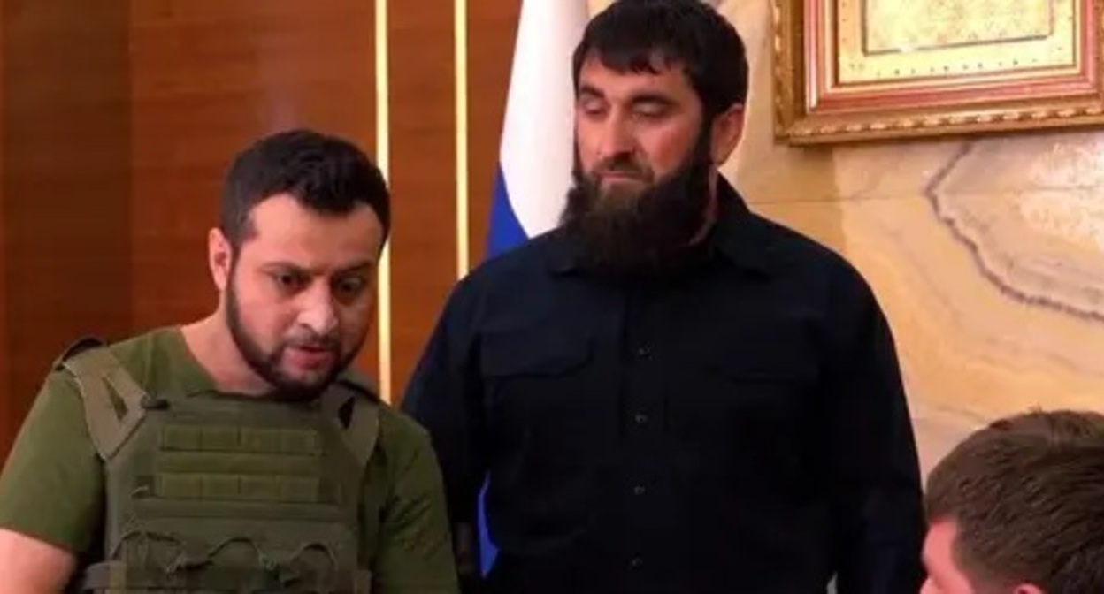 A video clip with Kadyrov and an actor performing Zelensky. Screenshot: https://t.me/RKadyrov_95/2515 A video clip with Kadyrov and an actor performing Zelensky. Screenshot: https://t.me/RKadyrov_95/2515