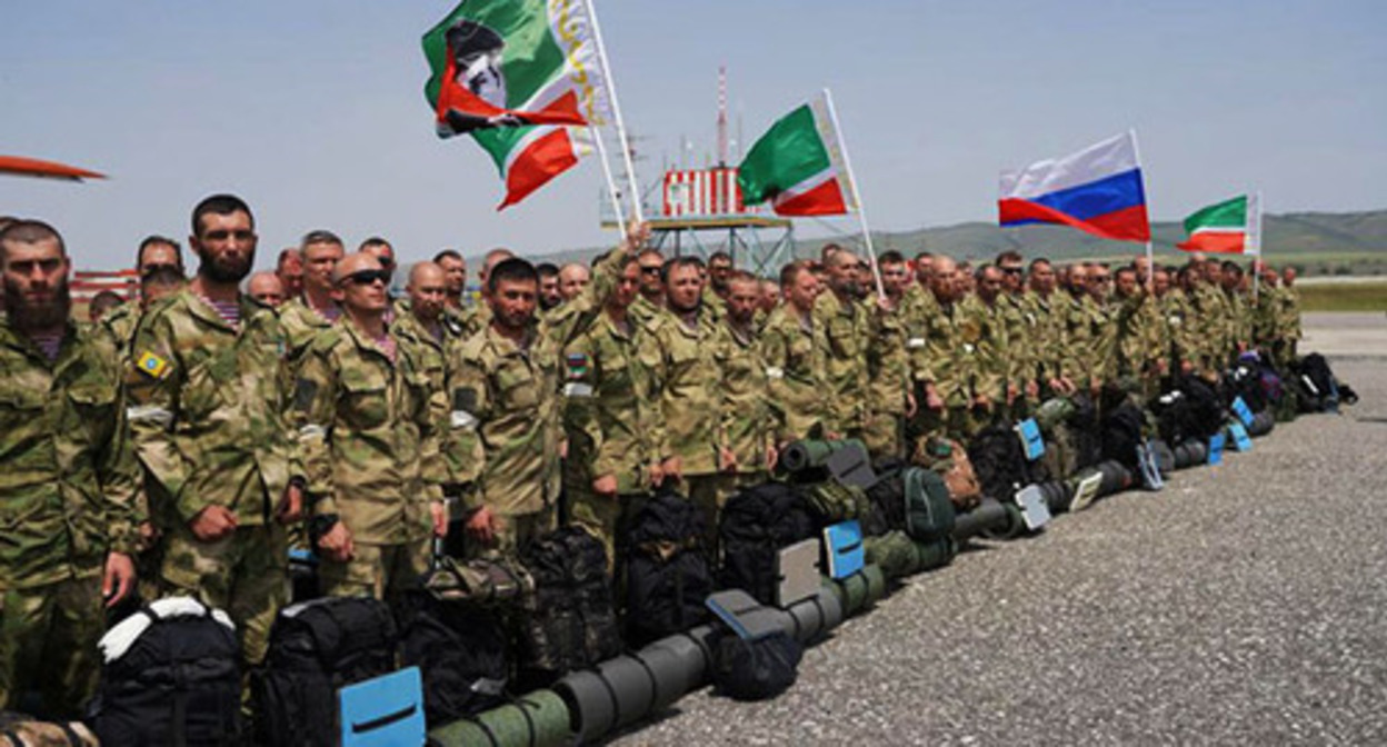 Volunteers from Chechnya before the dispatch to Ukraine. Photo: Shamil Maziev / Grozny Inform news agency Volunteers from Chechnya before the dispatch to Ukraine. Photo: Shamil Maziev / Grozny Inform news agency