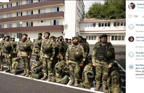 Soldiers in the battalion "East-Akhmat." Screenshot of the post on Ramzan Kadyrov's page on the VKontakte https://vk.com/ramzan?z=photo279938622_457311172%2Fwall279938622_1523252 Soldiers in the battalion "East-Akhmat." Screenshot of the post on Ramzan Kadyrov's page on the VKontakte https://vk.com/ramzan?z=photo279938622_457311172%2Fwall279938622_1523252
