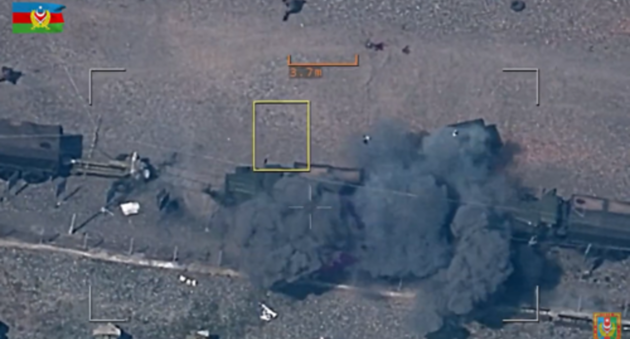 The shelling of the Armenian positions by the Azerbaijani army. Image made from video posted by the Ministry of Defence of Azerbaijan at: https://www.youtube.com/watch?v=gEAkF6xtQ1o&t=95s The shelling of the Armenian positions by the Azerbaijani army. Image made from video posted by the Ministry of Defence of Azerbaijan at: https://www.youtube.com/watch?v=gEAkF6xtQ1o&t=95s