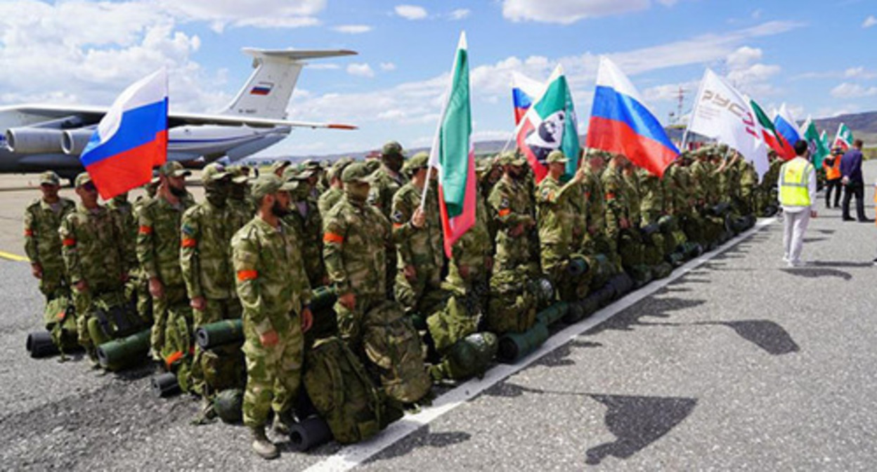 Volunteers from Chechnya preparing to be sent to Ukraine. Photo: https://www.grozny-inform.ru Volunteers from Chechnya preparing to be sent to Ukraine. Photo: https://www.grozny-inform.ru