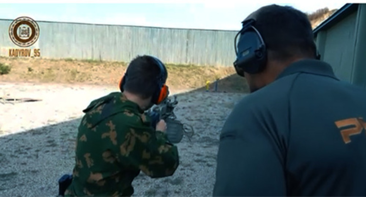 Training of one of Kadyrov's sons. Screenshot of the video https://grozny-inform.ru/news/society/144195/ Training of one of Kadyrov's sons. Screenshot of the video https://grozny-inform.ru/news/society/144195/