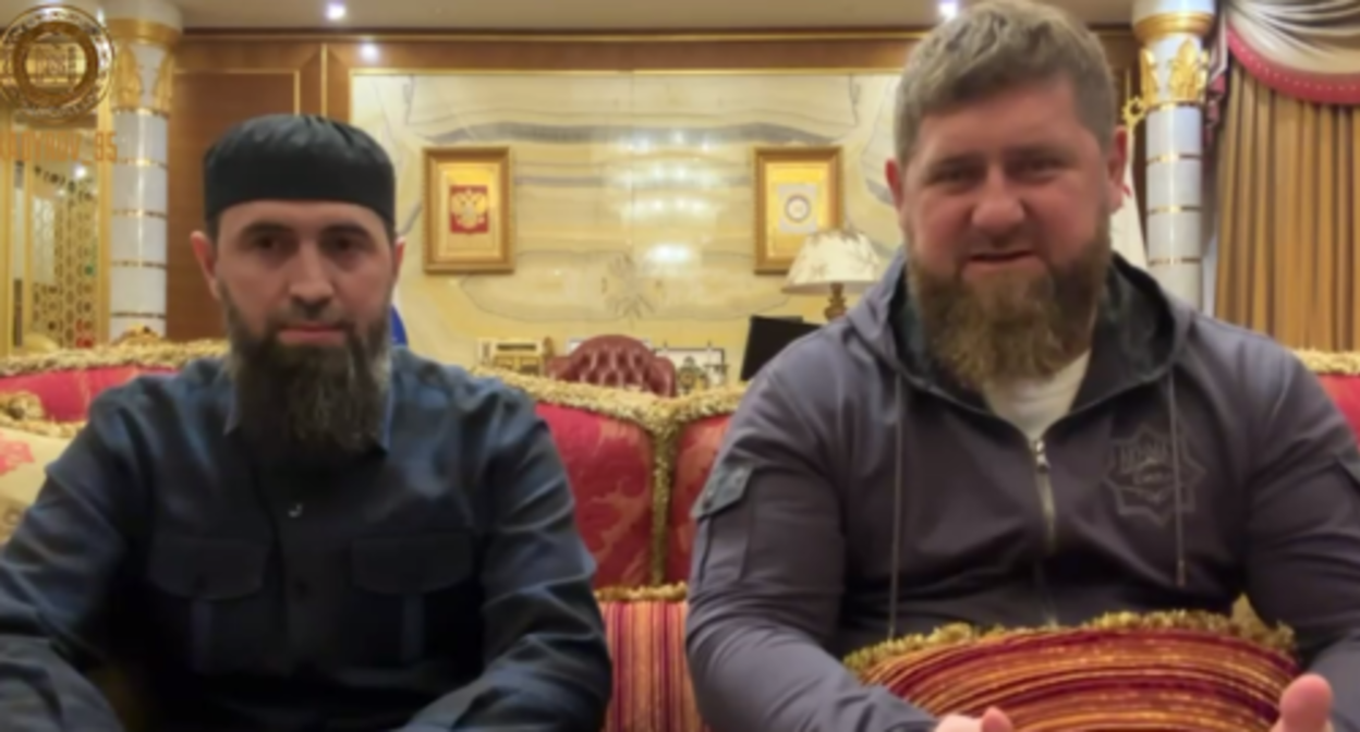 Ramzan Kadyrov and Akhmed Belkharoev. Screenshot of the video posted on Kadyrov's Telegram channel on November 2, 2022 https://t.me/RKadyrov_95/3059 Ramzan Kadyrov and Akhmed Belkharoev. Screenshot of the video posted on Kadyrov's Telegram channel on November 2, 2022 https://t.me/RKadyrov_95/3059