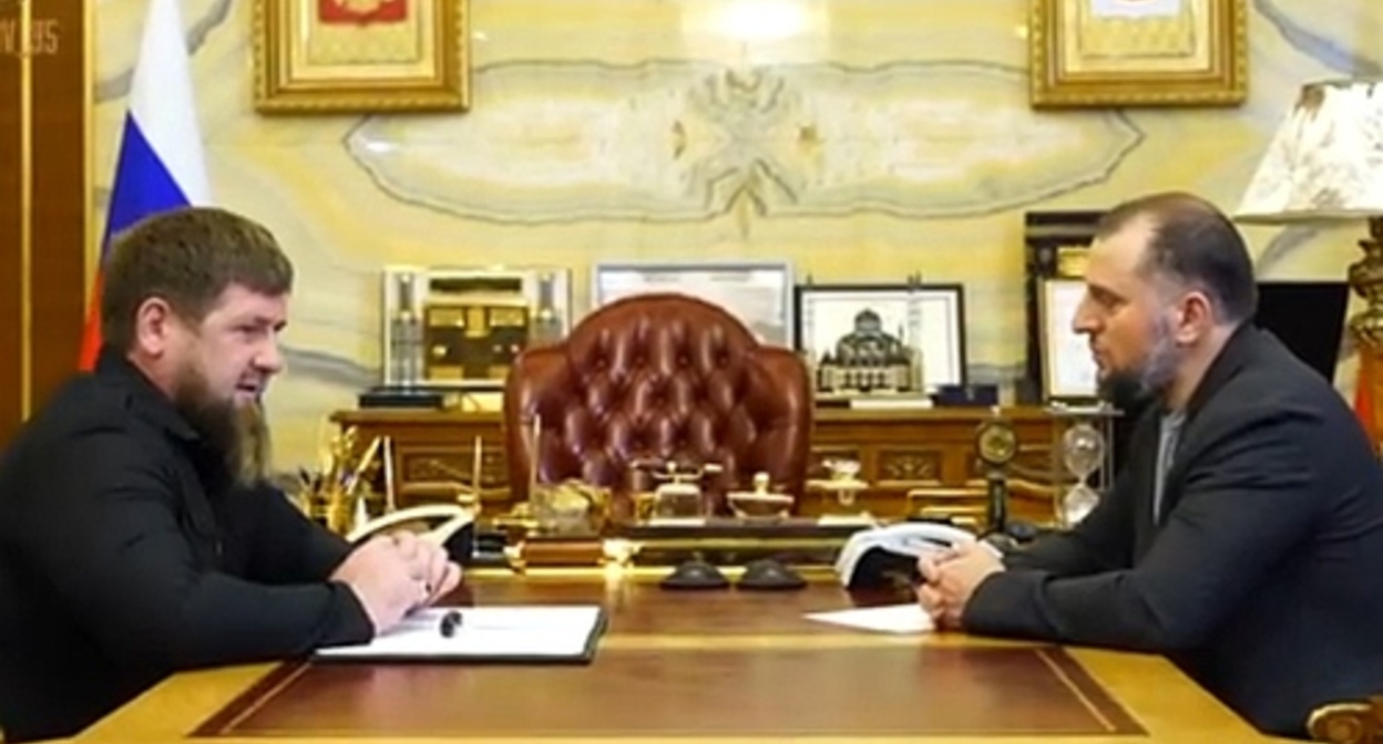 Ramzan Kadyrov and Apti Alaudinov. Screenshot of the video posted on Kadyrov's Telegram channel https://t.me/RKadyrov_95/2597 Ramzan Kadyrov and Apti Alaudinov. Screenshot of the video posted on Kadyrov's Telegram channel https://t.me/RKadyrov_95/2597