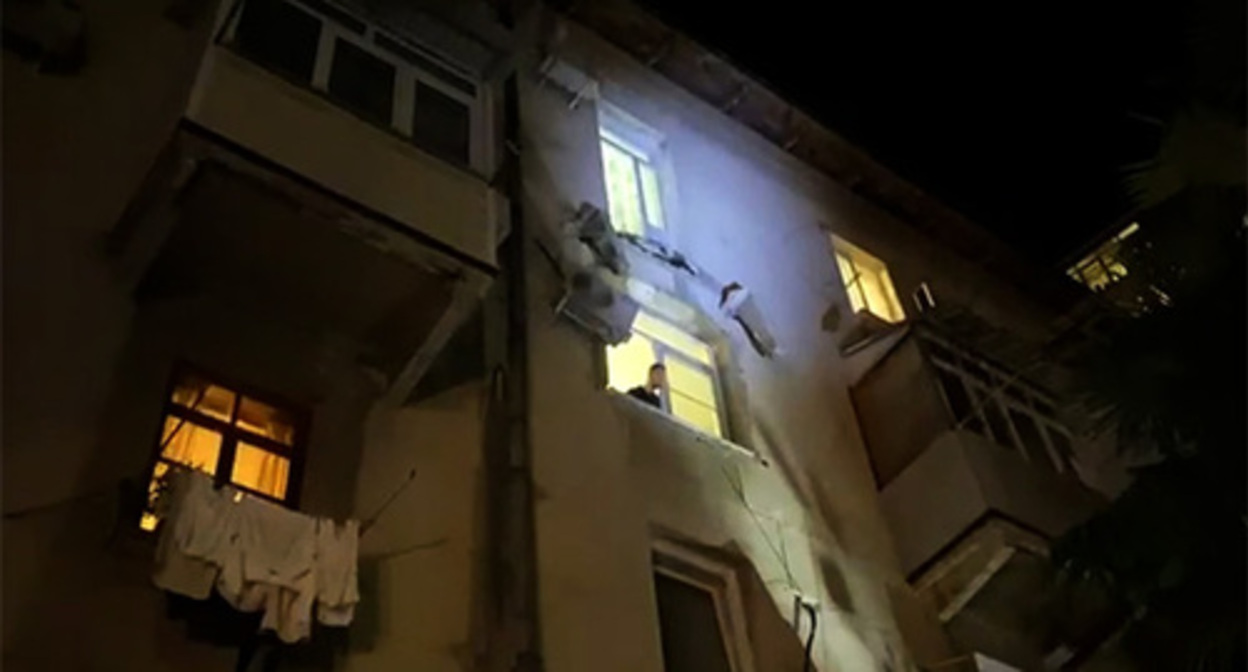 The five-storey house in Sochi, where three people died after a balcony collapsed. Photo by the Russian Ministry for Emergencies The five-storey house in Sochi, where three people died after a balcony collapsed. Photo by the Russian Ministry for Emergencies