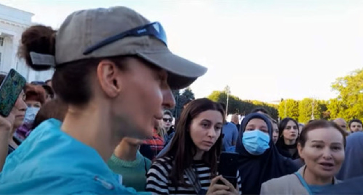 Participants of a protest action in Nalchik. September 2022. Screenshot of the video by the "Caucasian Knot" https://www.youtube.com/watch?v=PNvo-9KMwvs Participants of a protest action in Nalchik. September 2022. Screenshot of the video by the "Caucasian Knot" https://www.youtube.com/watch?v=PNvo-9KMwvs