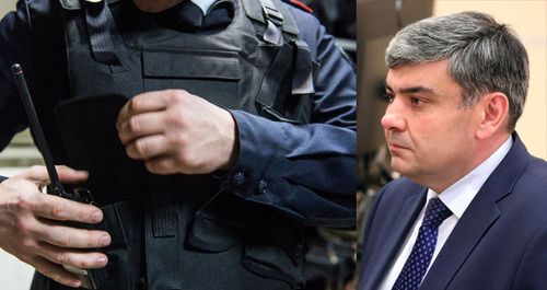 A law enforcer, Kazbek Kokov. Collage by the "Caucasian Knot". Photo by Yelena Sineok, Kremlin.ru A law enforcer, Kazbek Kokov. Collage by the "Caucasian Knot". Photo by Yelena Sineok, Kremlin.ru