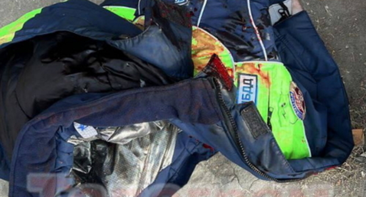 The coat of a policeman killed with a knife in Grozny. Photo from the "ChP Kavkaz" Telegram channel https://t.me/chp_kavkaz/11357?single The coat of a policeman killed with a knife in Grozny. Photo from the "ChP Kavkaz" Telegram channel https://t.me/chp_kavkaz/11357?single