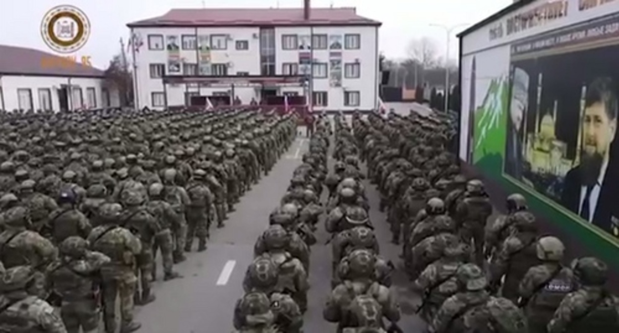 Fighters of the “Akhmat-1” unit. Screenshot of the video posted by Ramzan Kadyrov https://t.me/RKadyrov_95/3133 Fighters of the “Akhmat-1” unit. Screenshot of the video posted by Ramzan Kadyrov https://t.me/RKadyrov_95/3133