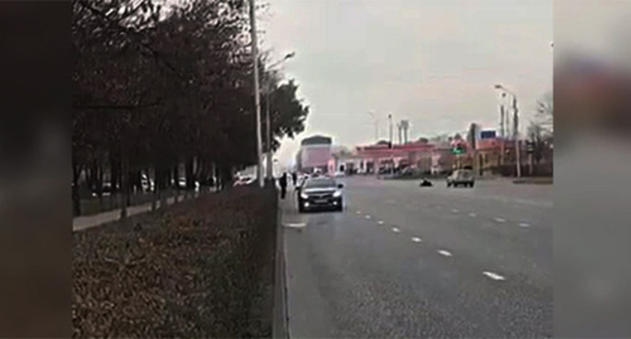 Law enforcers at the site of the attack. Screenshot of the video https://t.me/chp_kavkaz/11355 Law enforcers at the site of the attack. Screenshot of the video https://t.me/chp_kavkaz/11355