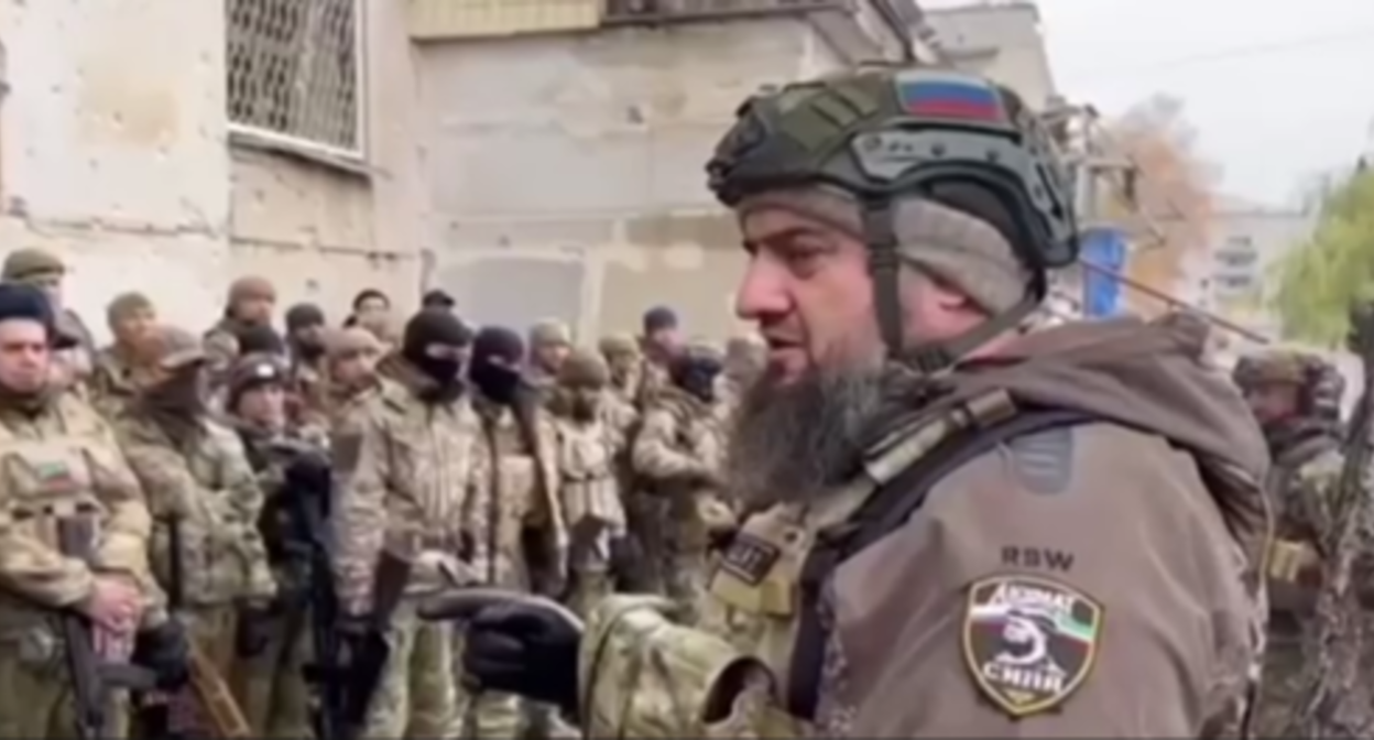 Magomed Khitanaev speaks to the soldiers. Screenshot of the video posted on Akhmed Dudaev's Telegram channel on November 20, 2022, https://t.me/akhmeddudaev/1222 Magomed Khitanaev speaks to the soldiers. Screenshot of the video posted on Akhmed Dudaev's Telegram channel on November 20, 2022, https://t.me/akhmeddudaev/1222