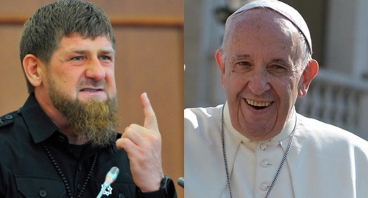 Ramzan Kadyrov, Pope Francis. Photos: discover24.ru, collage by the "Caucasian Knot" Ramzan Kadyrov, Pope Francis. Photos: discover24.ru, collage by the "Caucasian Knot"