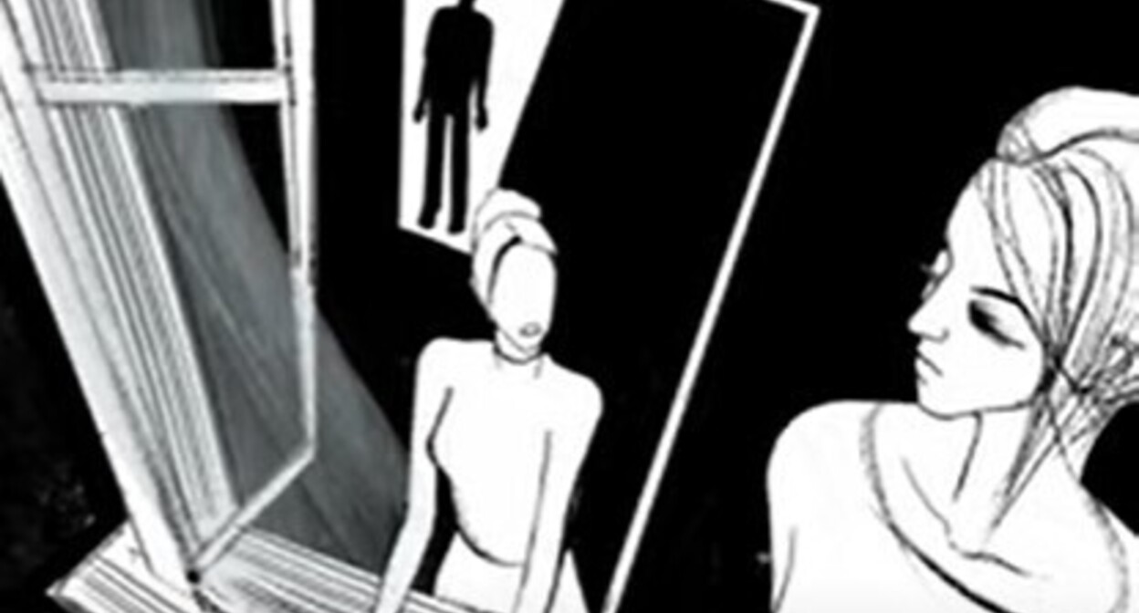 Screenshot of a video by the "Caucasian Knot" about a victim of domestic violence Screenshot of a video by the "Caucasian Knot" about a victim of domestic violence