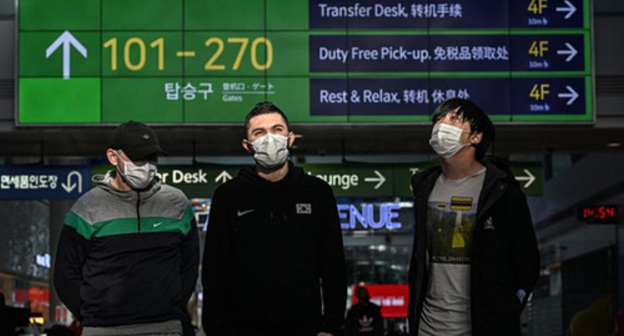 From left to right: Andrei (nickname), Djashar Khubiev, and Vladimir Maraktaev
at the departure lounge of the Seoul Incheon International Airport, January 3, 2023. Photo: https://www.koreatimes.co.kr/www/nation/2023/01/281_343205.html From left to right: Andrei (nickname), Djashar Khubiev, and Vladimir Maraktaev
at the departure lounge of the Seoul Incheon International Airport, January 3, 2023. Photo: https://www.koreatimes.co.kr/www/nation/2023/01/281_343205.html